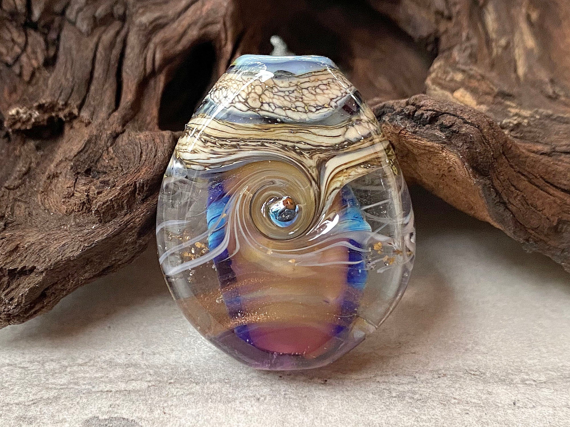 Handmade Purple Ivory Organic Lampwork Glass Focal Bead for Jewelry Making - Perfect for Necklaces, Bracelets & DIY Craft Projects