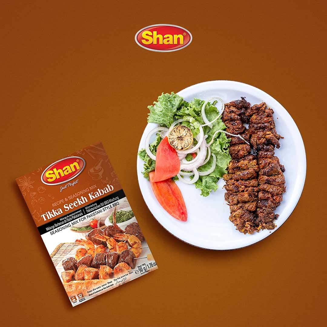 Shan Tikka Seekh Kabab Seasoning Mix (50g) - Authentic Pakistani BBQ Spice Blend for Grilling, Kebabs & Meat Marinades - Perfect for Outdoor Cookouts, Family Gatherings & Restaurant Use