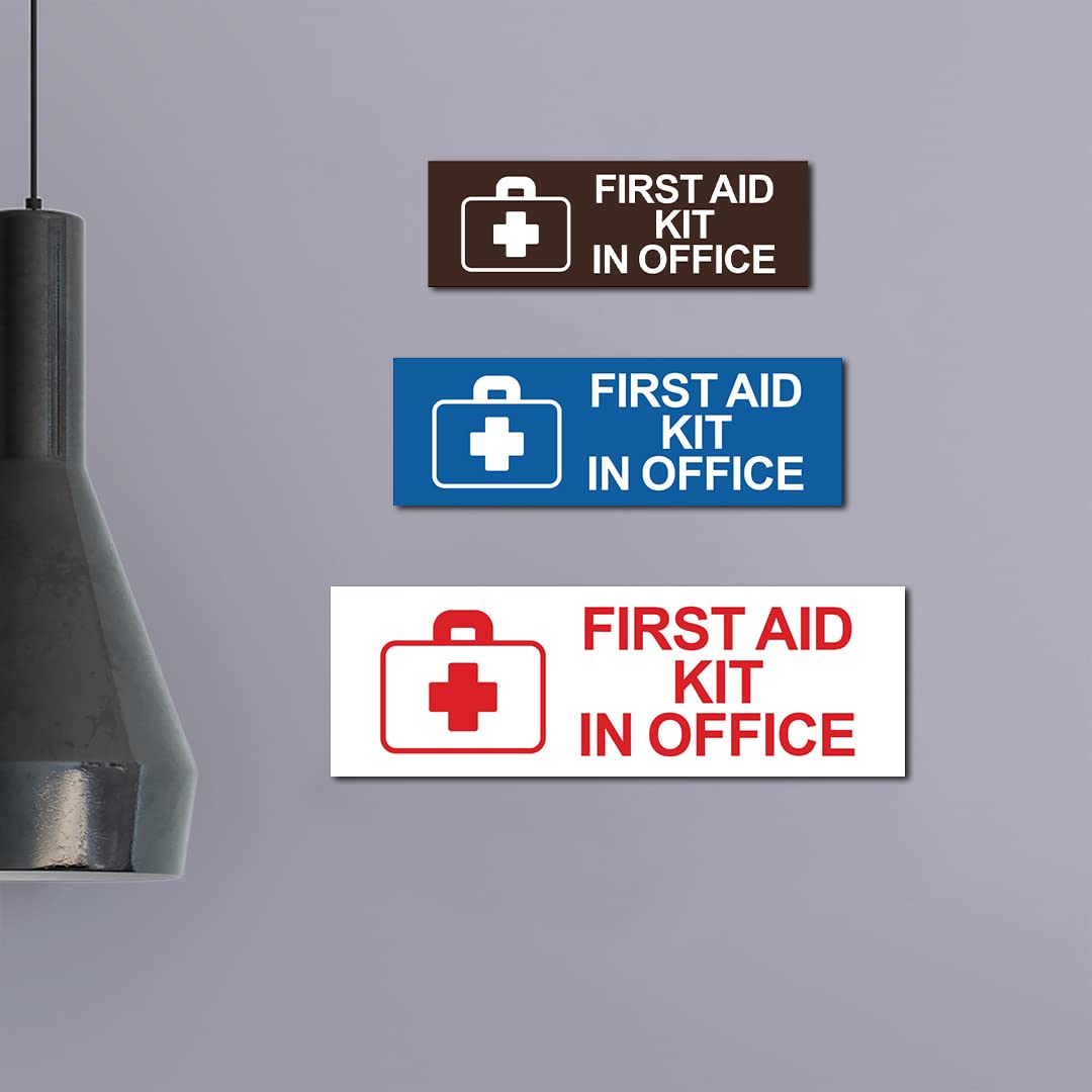 Small Black Basic First Aid Kit Sign for Office Safety - Emergency Preparedness & Workplace Compliance