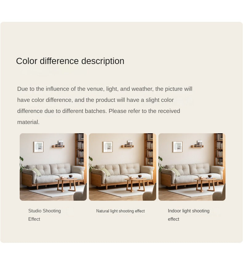 Premium Oak Solid Wood Genuine Leather Fabric Sofa - Modern Living Room Furniture for Home & Office - Comfortable Seating for Relaxation & Entertainment
