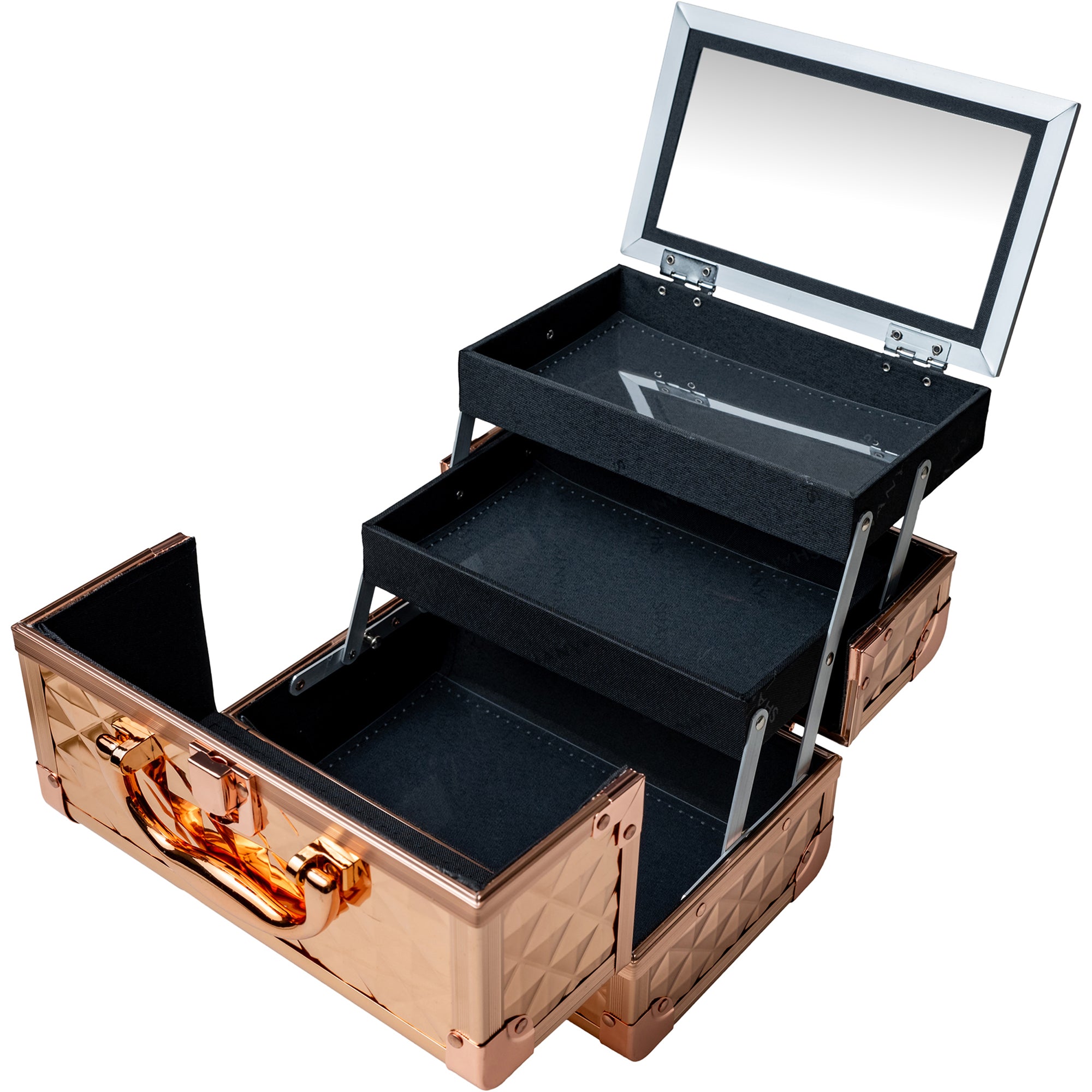 Professional Makeup Train Case with Mirror - Portable Cosmetic Organizer for Makeup Artists & Travel - Perfect for Salon, Home, and On-the-Go Beauty Needs