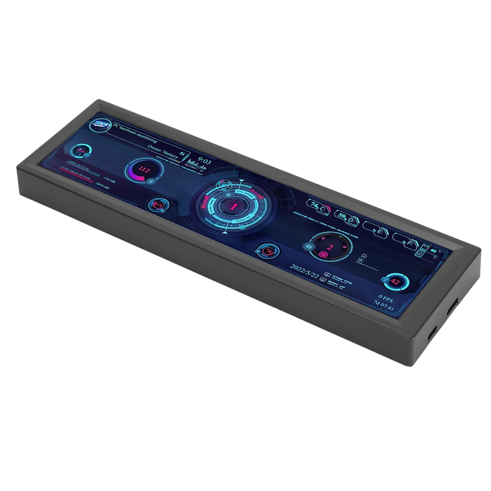 CIGIGLOW 8.8 Inch Computer Temperature Monitor - HD IPS 1920x480 Resolution, Mini HDMI & USB Secondary Display for PC - Real-Time CPU GPU RAM FPS HDD Data Monitoring (Black) | Perfect for Gaming Rigs, Workstations & PC Builds