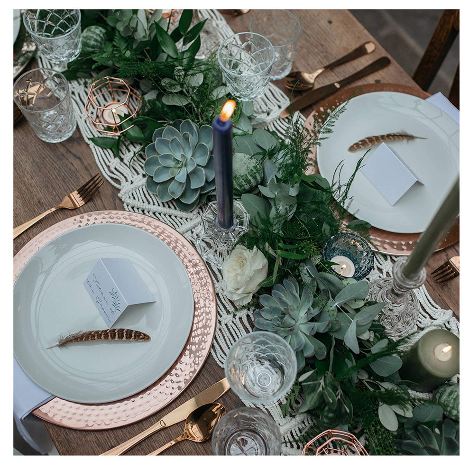 Dimatic Macrame Table Runner 13 x 86 Inch - Bohemian Farmhouse Style Wedding Table Decor for Rustic, Boho & Home Dining Room Decoration