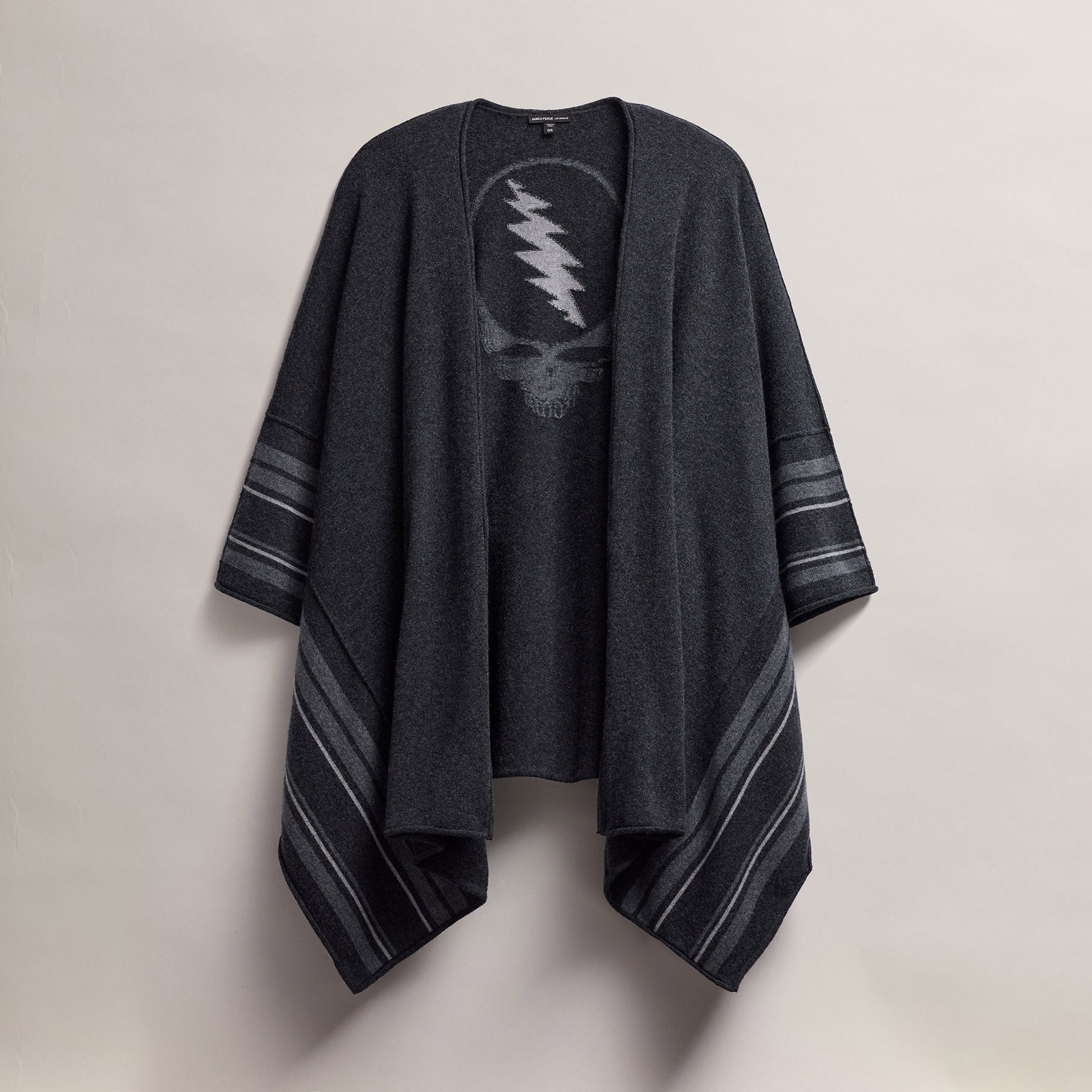 Grateful Dead Recycled Cashmere Poncho - Soft & Warm Unisex Wrap (Coal/Flannel/Heather Grey) | Perfect for Concerts, Festivals & Cozy Winter Nights