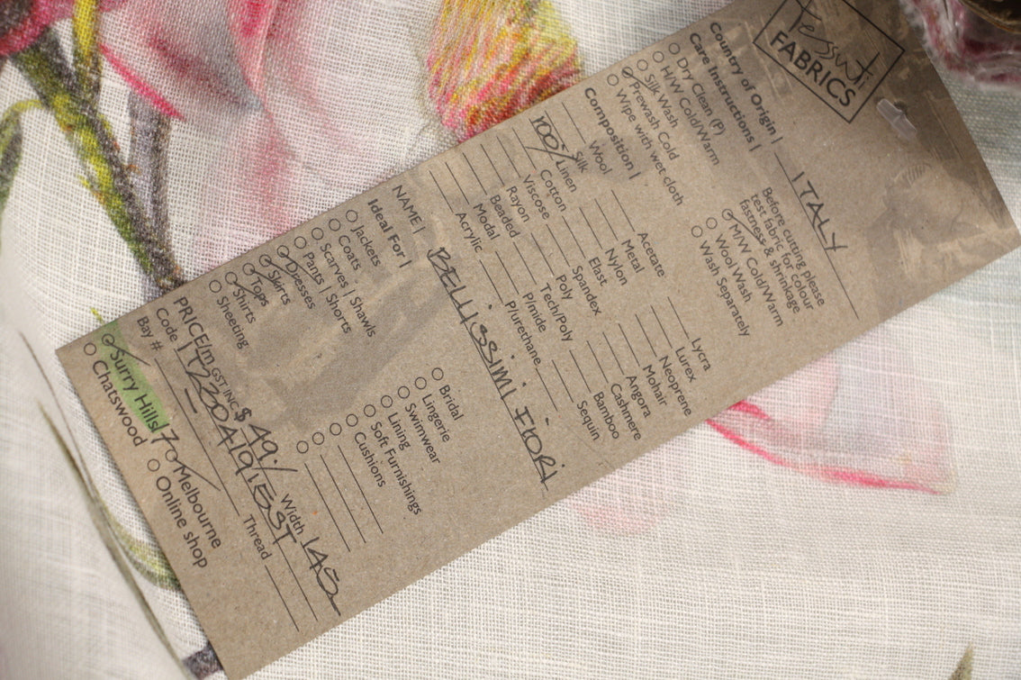 Bellissimi Fiori Printed Linen Tablecloth - Elegant Floral Design for Dining Room Decor, Wedding Reception & Home Decor