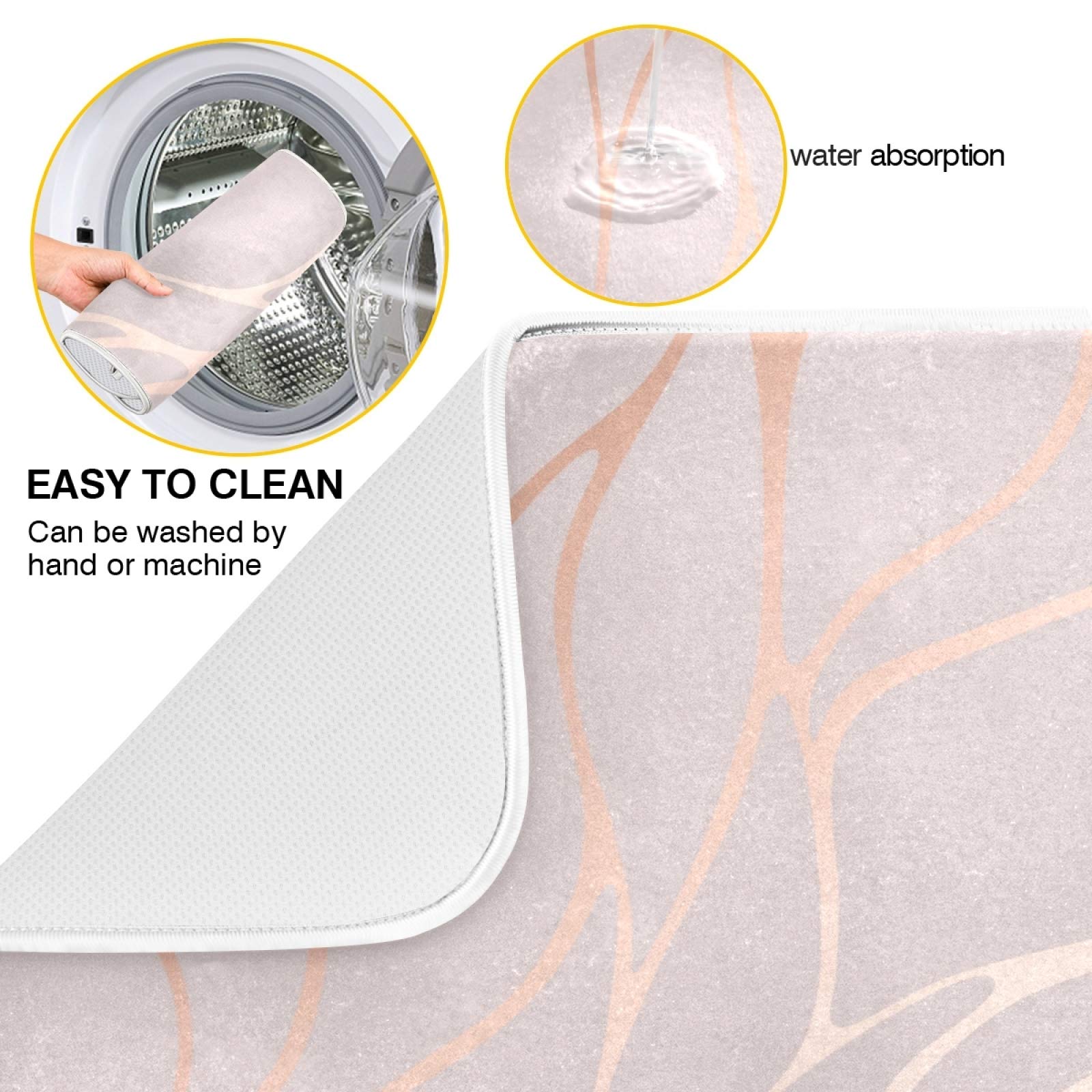 Rose Gold Marble Dish Drying Mat - Super Absorbent Microfiber, Heat-Resistant Kitchen Counter Mat (18x24 Inch) for Dishes & Utensils