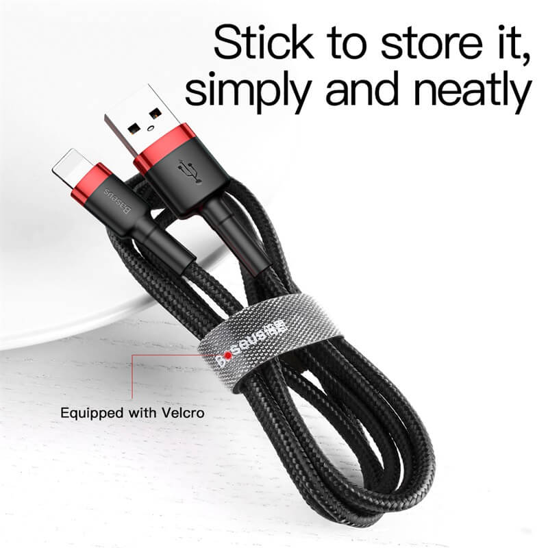 Baseus 1M USB to Lightning Cable (2.4A Fast Charge) - Durable iPhone Charging Cord for iPhone 14/13/12/11/X/8/7, Compatible with Car, Home, Office & Travel Charging Needs