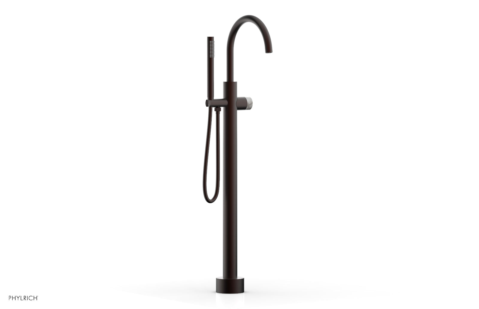 BASIC II Tall Floor Mount Tub Filler with Marble Handle & Hand Shower - Model 230 47 01 - Perfect for Modern Bathroom Renovations and Spa-Like Showers