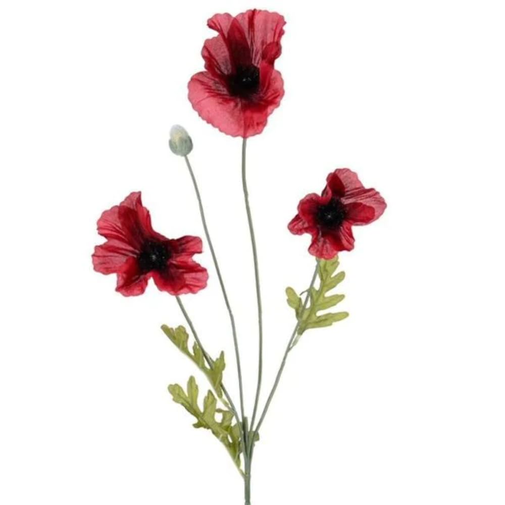 Premium Artificial Poppy Flowers - Vibrant Flame Red Silk Poppies for Home Decor, Wedding Centerpieces & DIY Crafts | A+ Quality Faux Botanicals