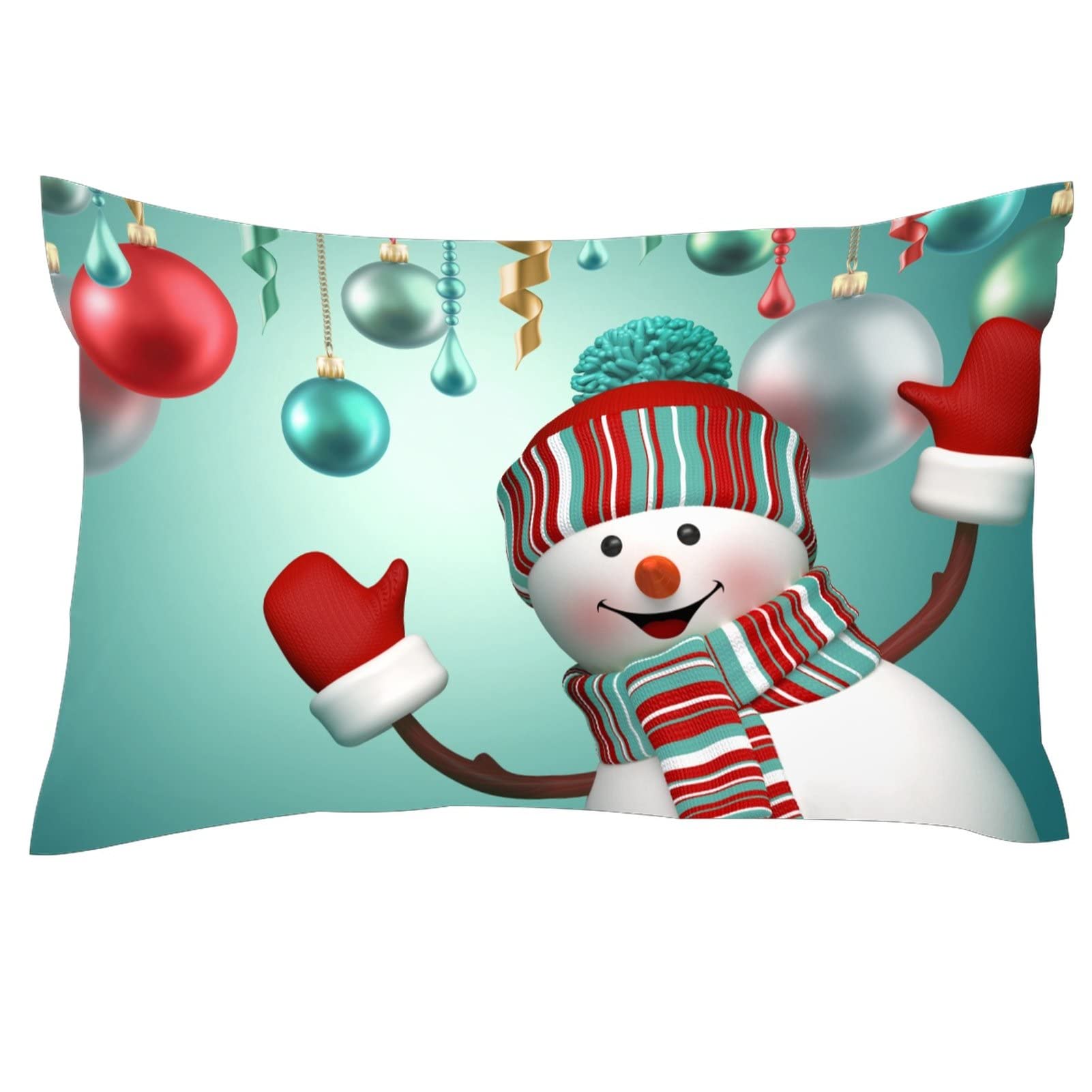 3D Snowman Christmas Pillow Covers 20x30 Inches - Festive Holiday Decor for Sofa, Bed & Home - Farmhouse Style Christmas Throw Pillowcases with Ornament Design - Perfect for Living Room, Bedroom & Seasonal Decorations