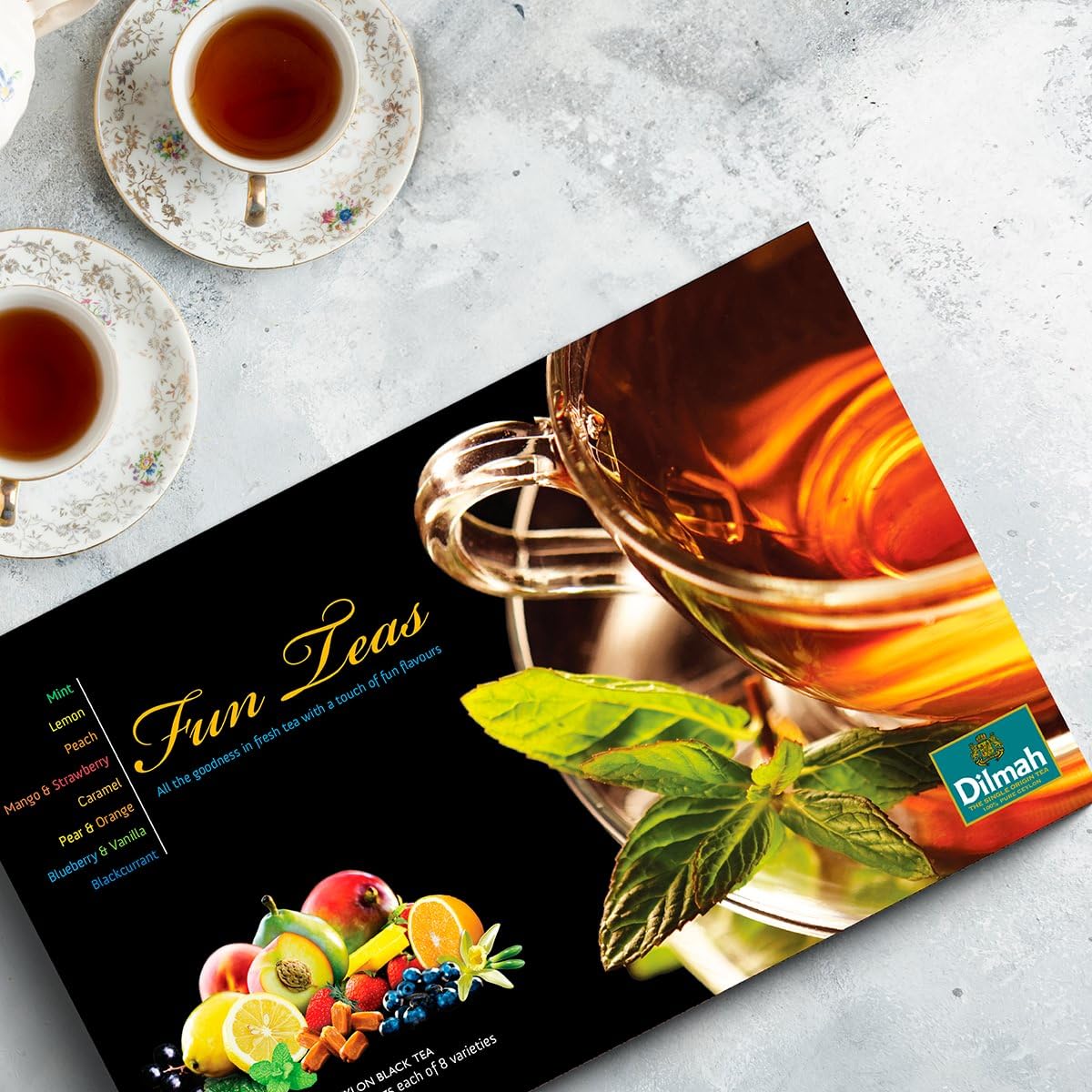 Premium Dilmah Tea Gift Box - 80 Count Assorted Tea Bags (8 Flavors) - Individually Foil Wrapped - Perfect for Gifting, Office, or Relaxation at Home