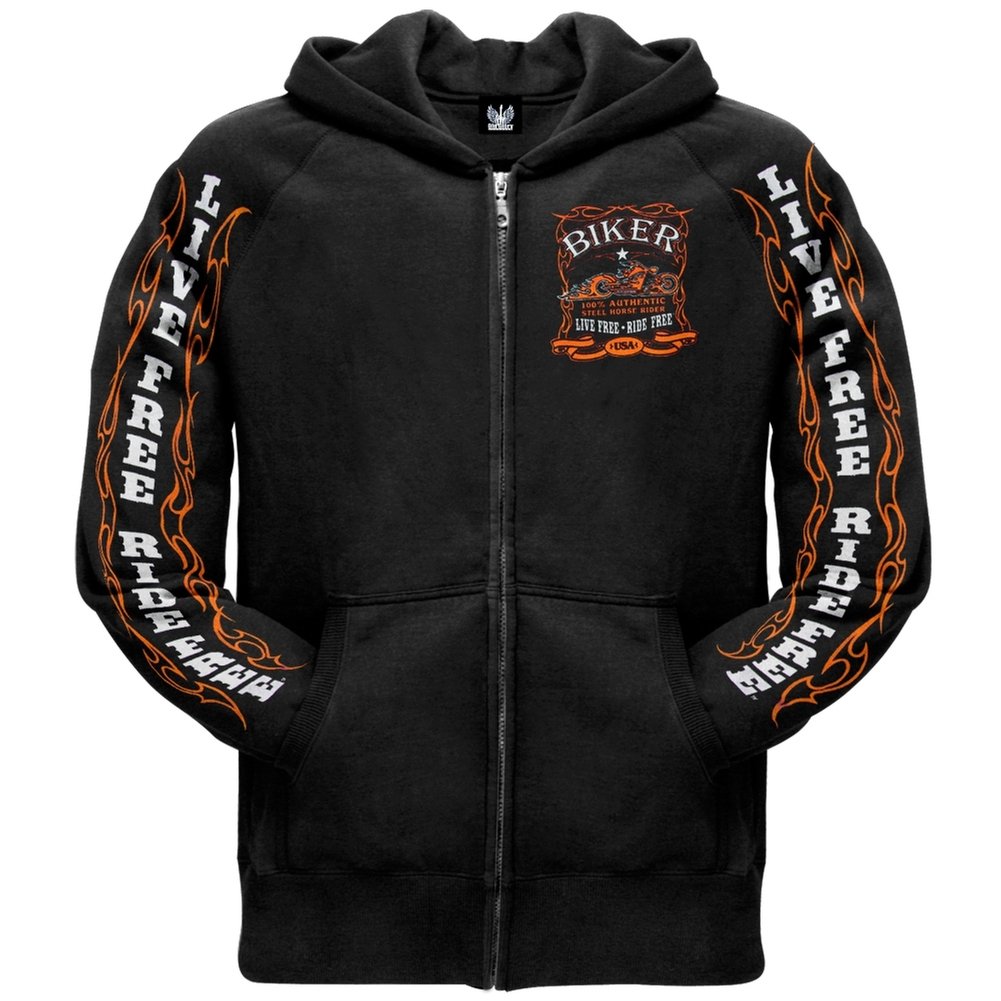 Old Glory - Men's Live Free Ride Free Zip Hoodie | Comfortable & Stylish Pullover for Casual Wear, Outdoor Activities & Motorcycle Rides