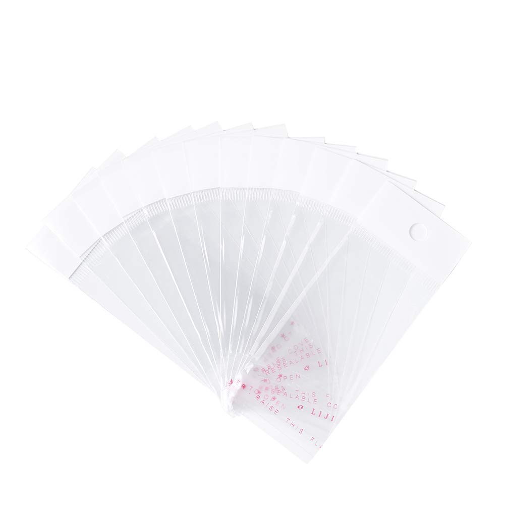 200pcs 2.36x1.57inch OPP Clear Resealable Plastic Bags with Self-Adhesive Seal - Perfect for Bakery, Candy, Soap, Cookies & Chocolate Packaging (6x4cm with Hole) - Food Safe Storage & Gift Wrapping Solution