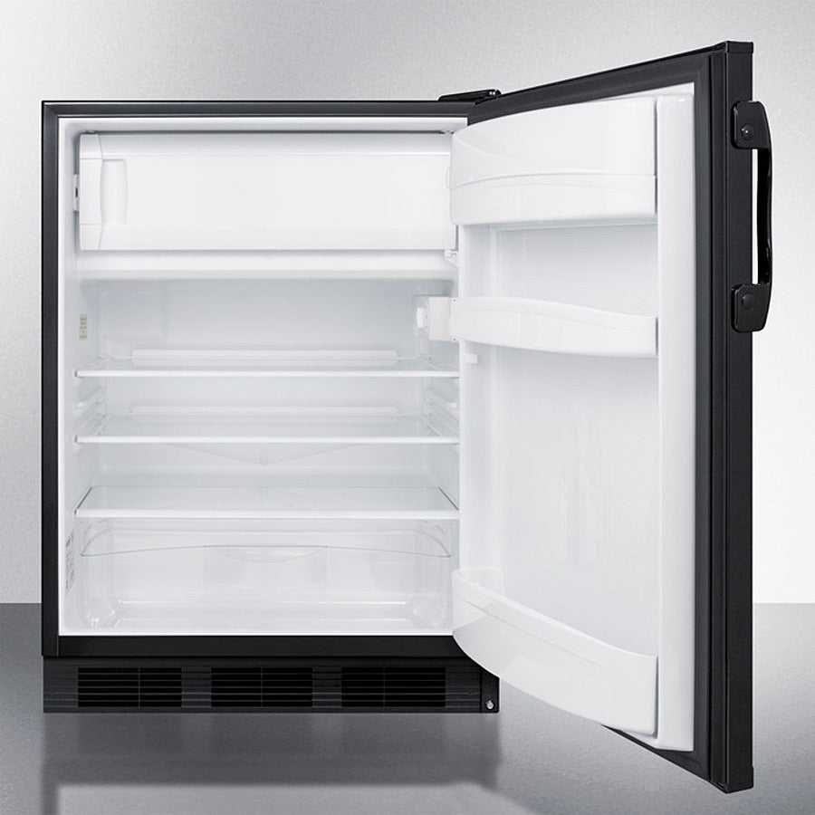 Accucold 24 Inch Wide ADA Compliant Refrigerator Freezer with Glass Door - Black (CT66BKADA) for Home, Office, or Commercial Use