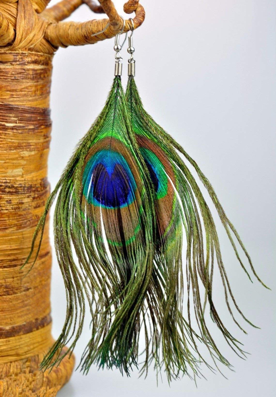 Handmade African Peacock Earrings for Women - Authentic African Jewelry & Fashion Accessories - Perfect for Parties, Weddings & Cultural Events