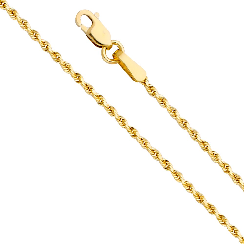 14K Solid Gold Heavy Rope Chain Necklace for Men & Women - Durable 14 Karat Real Gold Rope Chain - Perfect for Everyday Wear, Layering, and Special Occasions