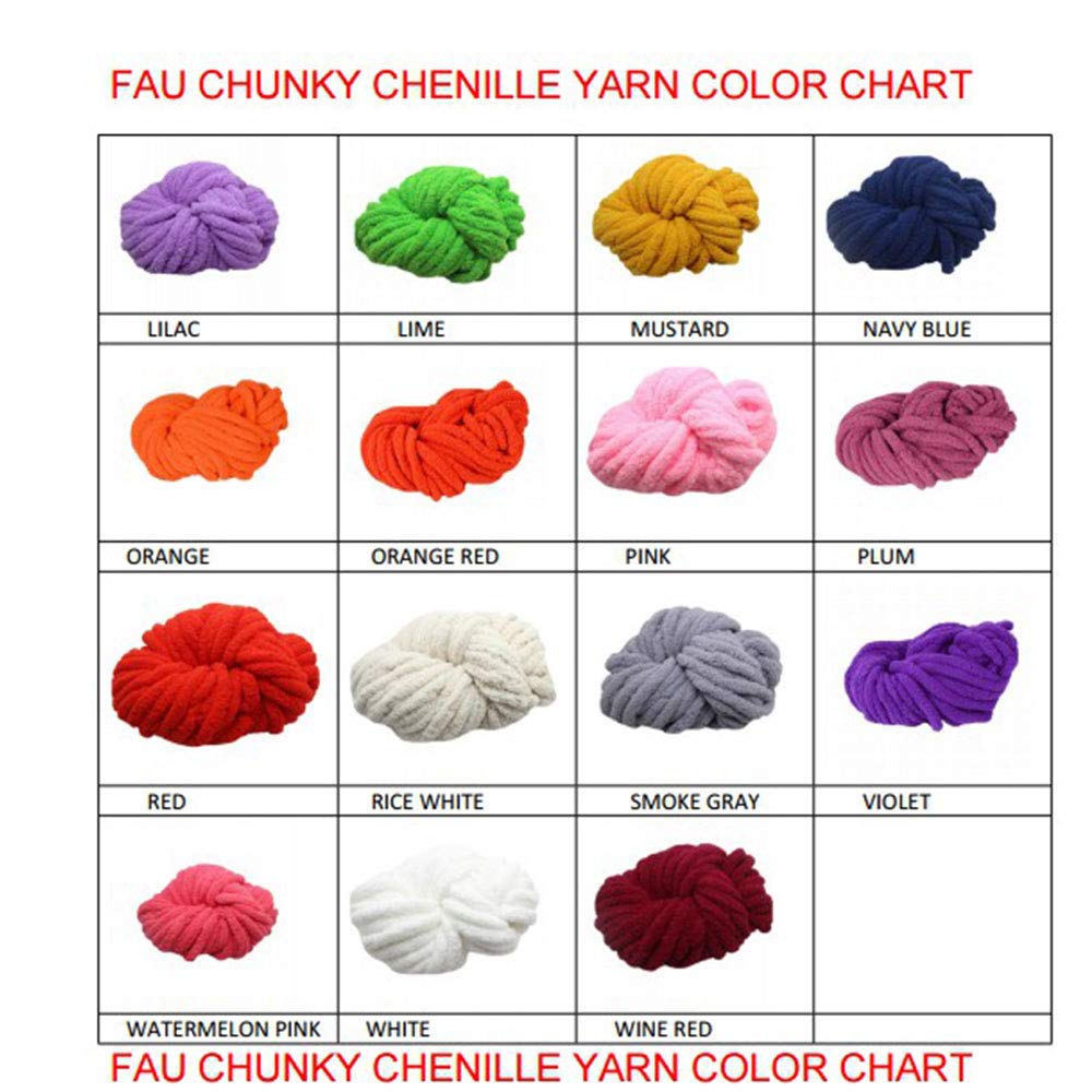 2.2lbs Jumbo Chenille Chunky Knit Yarn - Super Soft Bulky Knitting Yarn for Arm Knitting, Blankets & Scarves - Giant Chenille Yarn for DIY Crafts & Home Decor
