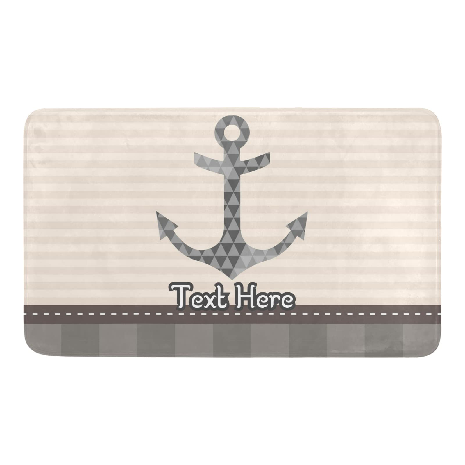 Personalized Nautical Anchor Doormat - Custom Name Indoor/Outdoor Entrance Mat, Beige Decorative Rug for Garden, Kitchen, Front Door - 30 x 18 Inch - Perfect for Coastal Home Decor & Housewarming Gifts
