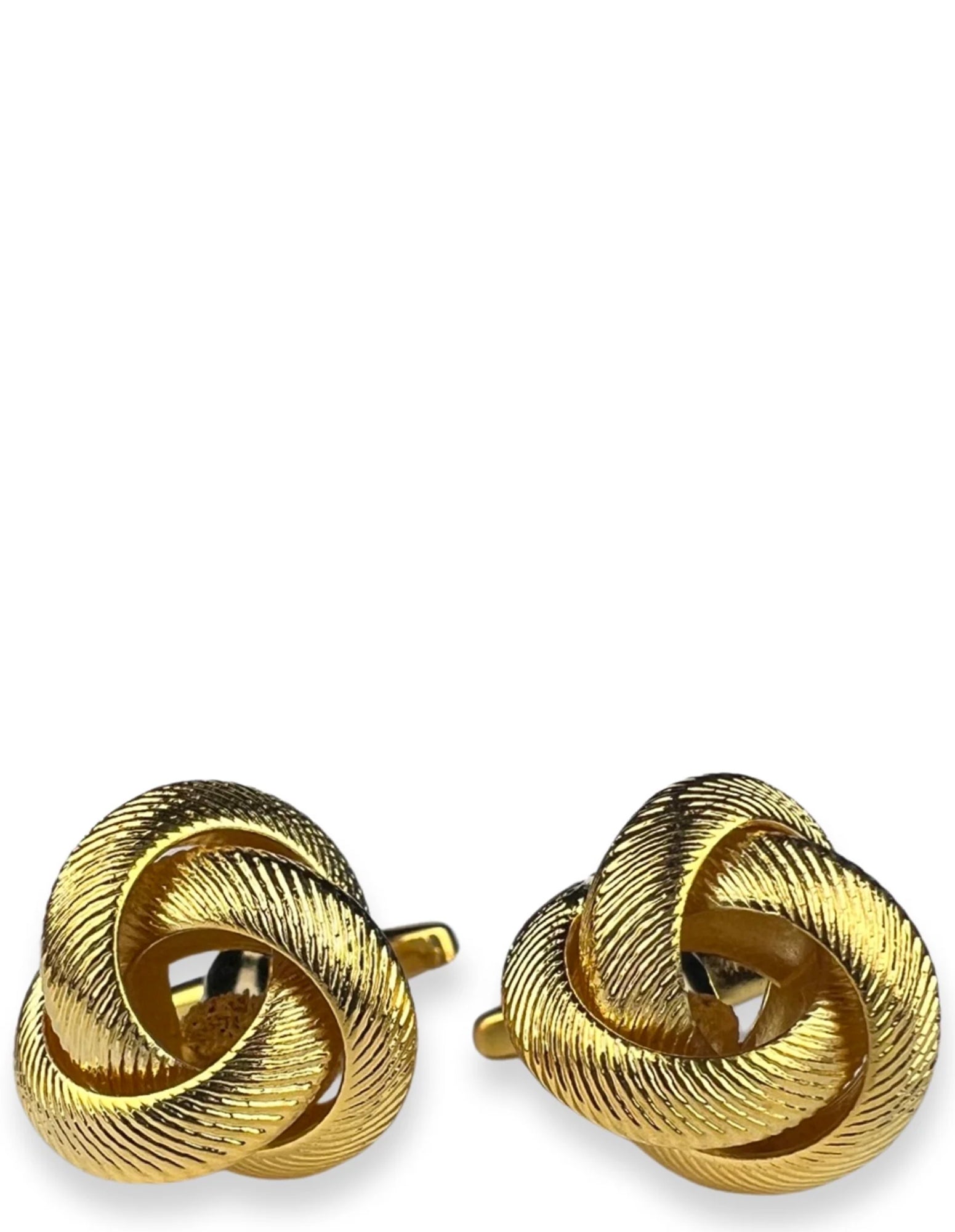 DÉCLIC Ribbed Knot Cufflinks in Gold - Elegant Men's Dress Shirt Accessories for Weddings & Formal Events