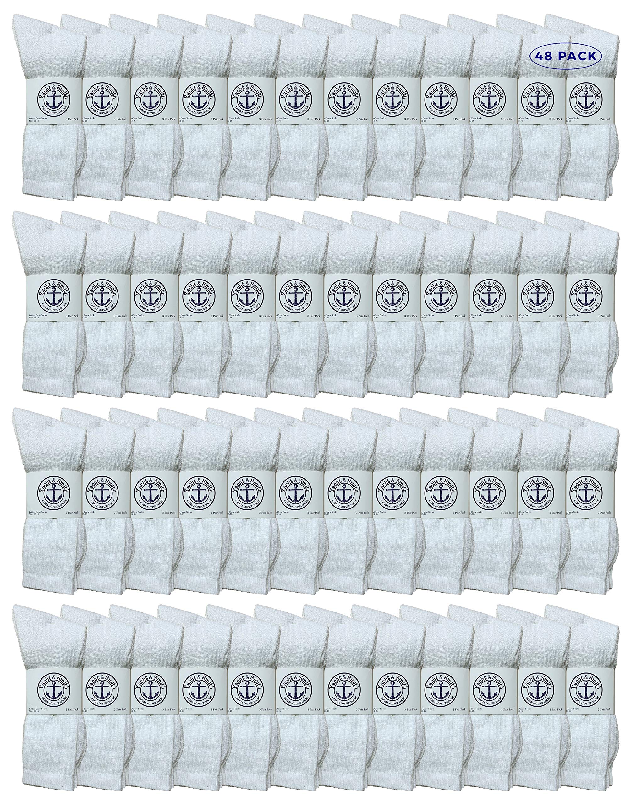 Yacht & Smith Wholesale Bulk Men's Cotton Crew Socks - Big & Tall Plus Size (13-16) - Comfortable Athletic & Casual Socks for Everyday Wear, Sports & Work