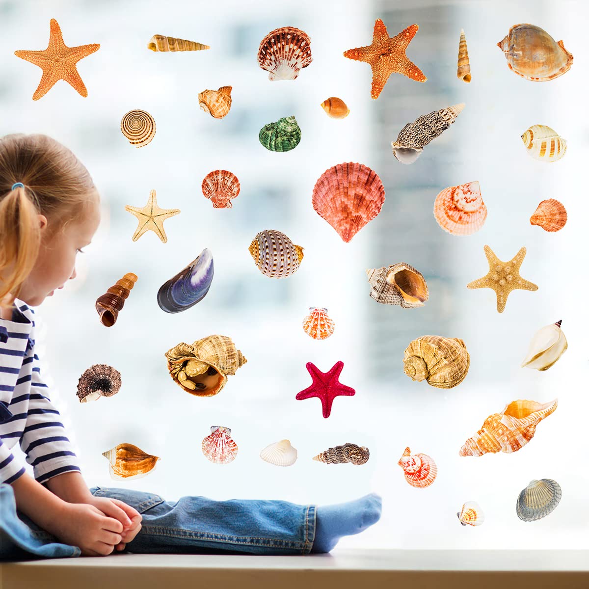 Realistic 3D Seashell Wall Decals - DIY Removable Conch, Scallop & Starfish Stickers | Peel & Stick Beach Theme Decor for Living Room, Bedroom, Kids Room, Nursery & Bathroom | Perfect for Coastal Home Decor & Beach House Styling