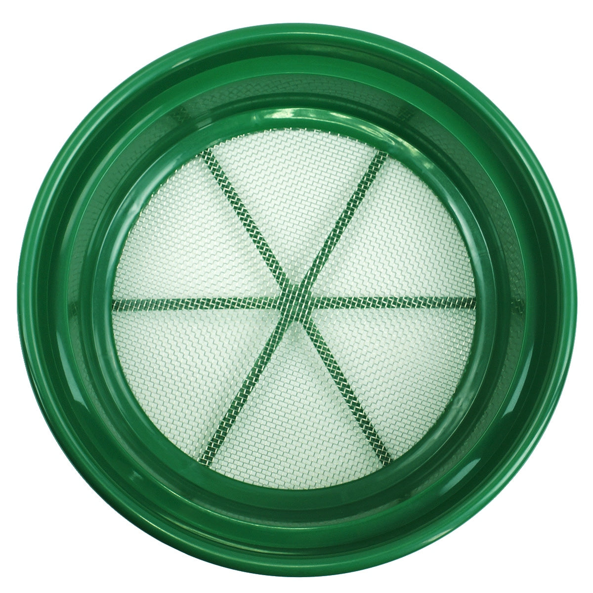 4-Piece Green Plastic Gold Sifting Pan Set - Stackable Classifier with Variable Mesh Sizes (1/8