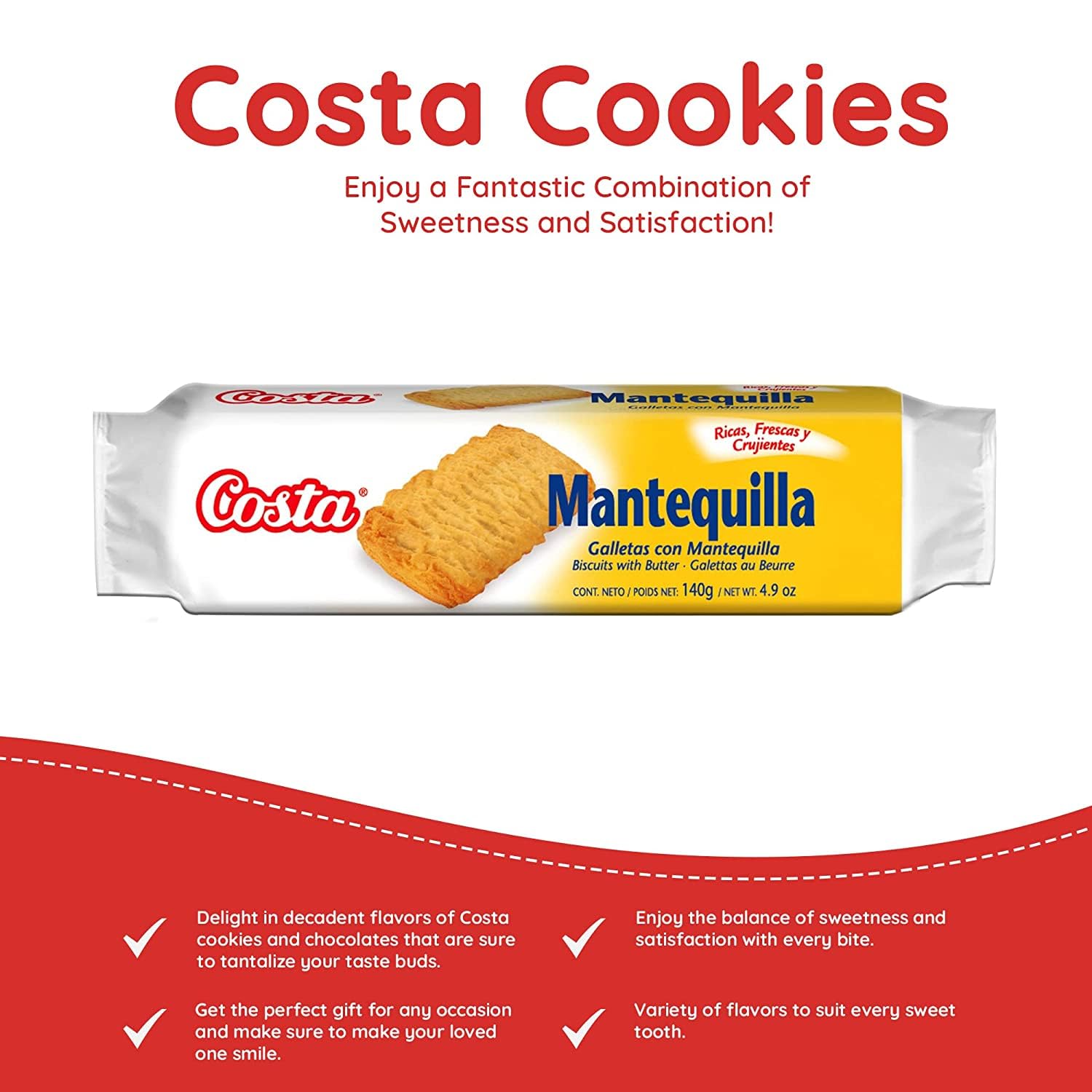 **Costa Natural Coconut Cookies - Crispy Coconut Flavor Cookies for Kids & Adults, Healthy Snack Packs for Office Breakroom, Coffee Time, Travel & Parties (125g, Imported from Chile)**