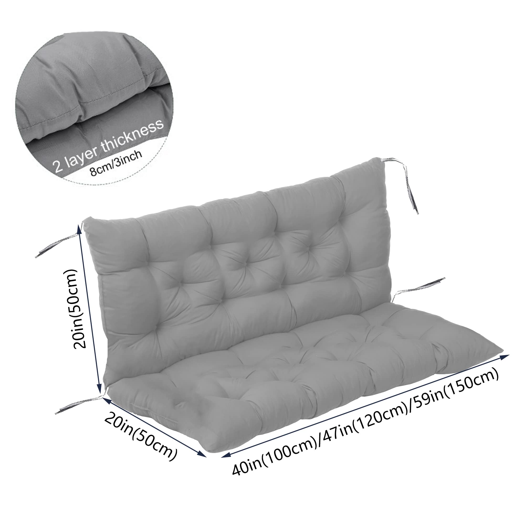 Premium 3-Inch Thick Outdoor Rocking Chair Cushion with Backrest - Waterproof Bench Seat Pad for Patio, Garden & Swing Chairs - 59x40 Inches, Wine Red - Perfect for Relaxing on Your Deck, Porch or Backyard Oasis