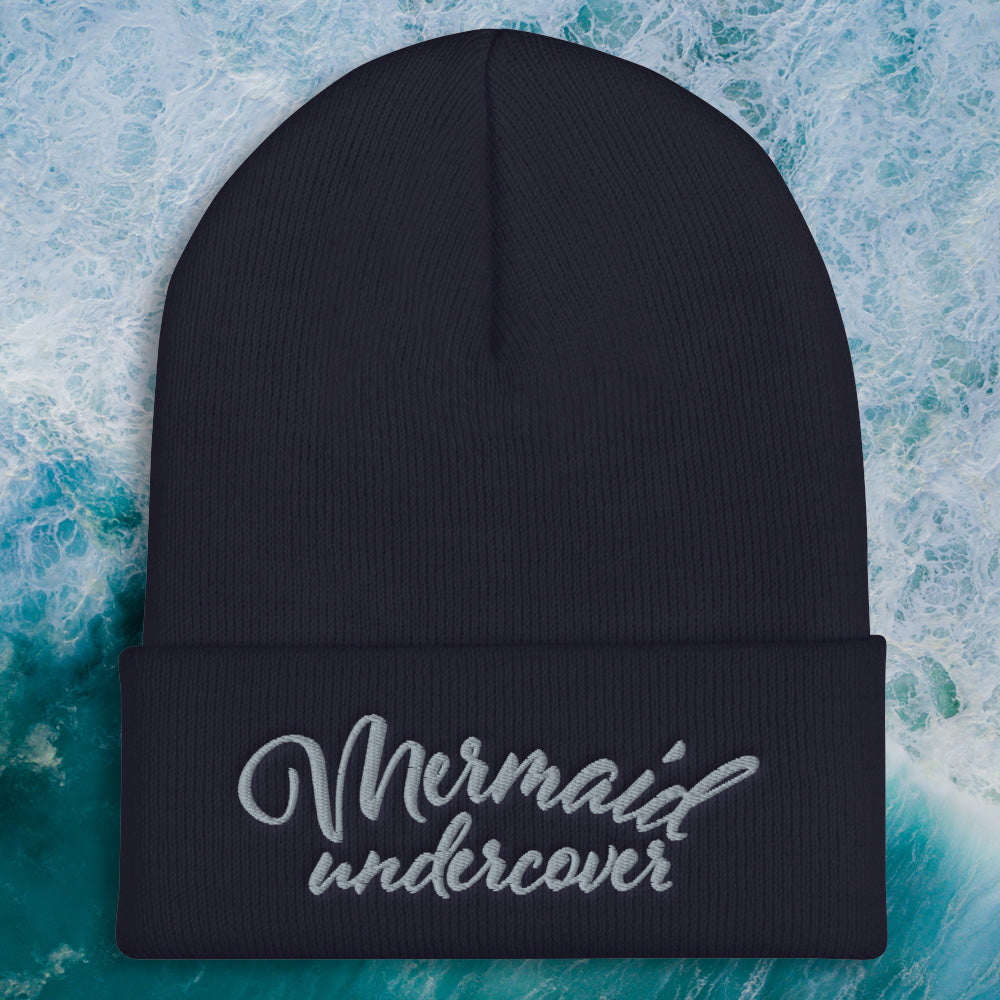 Mermaid and Mermen Embroidered Beanie Hat - Warm Winter Knit Cap with Unique Sea Creature Design - Perfect for Cosplay, Fantasy Lovers, and Cold Weather Fashion