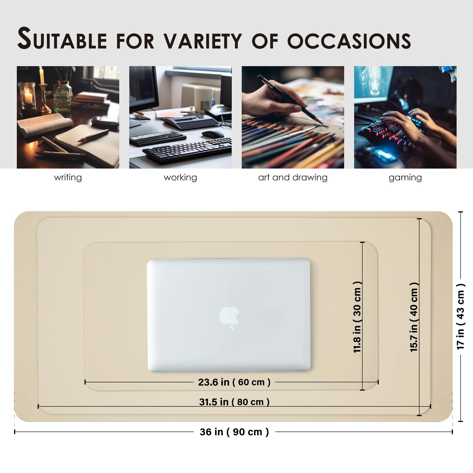 Premium PU Leather Desk Mat - Non-Slip Large Office Desk Pad (31.5