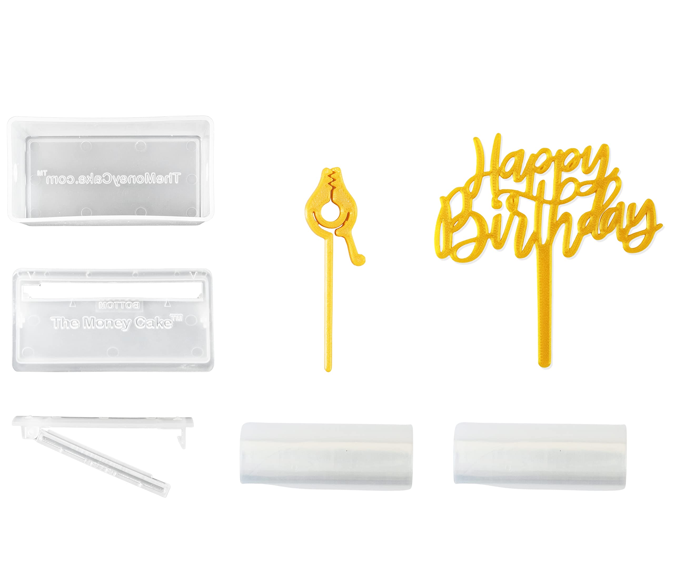 Money Cake Pull Out Kit - Includes 1 Money Box, 2 Plastic Rolls, 40 Transparent Bags & 2 Surprise Cake Toppers for Birthday & Graduation Parties - Perfect for Cash Gifts at Celebrations, Baby Showers, and Special Events
