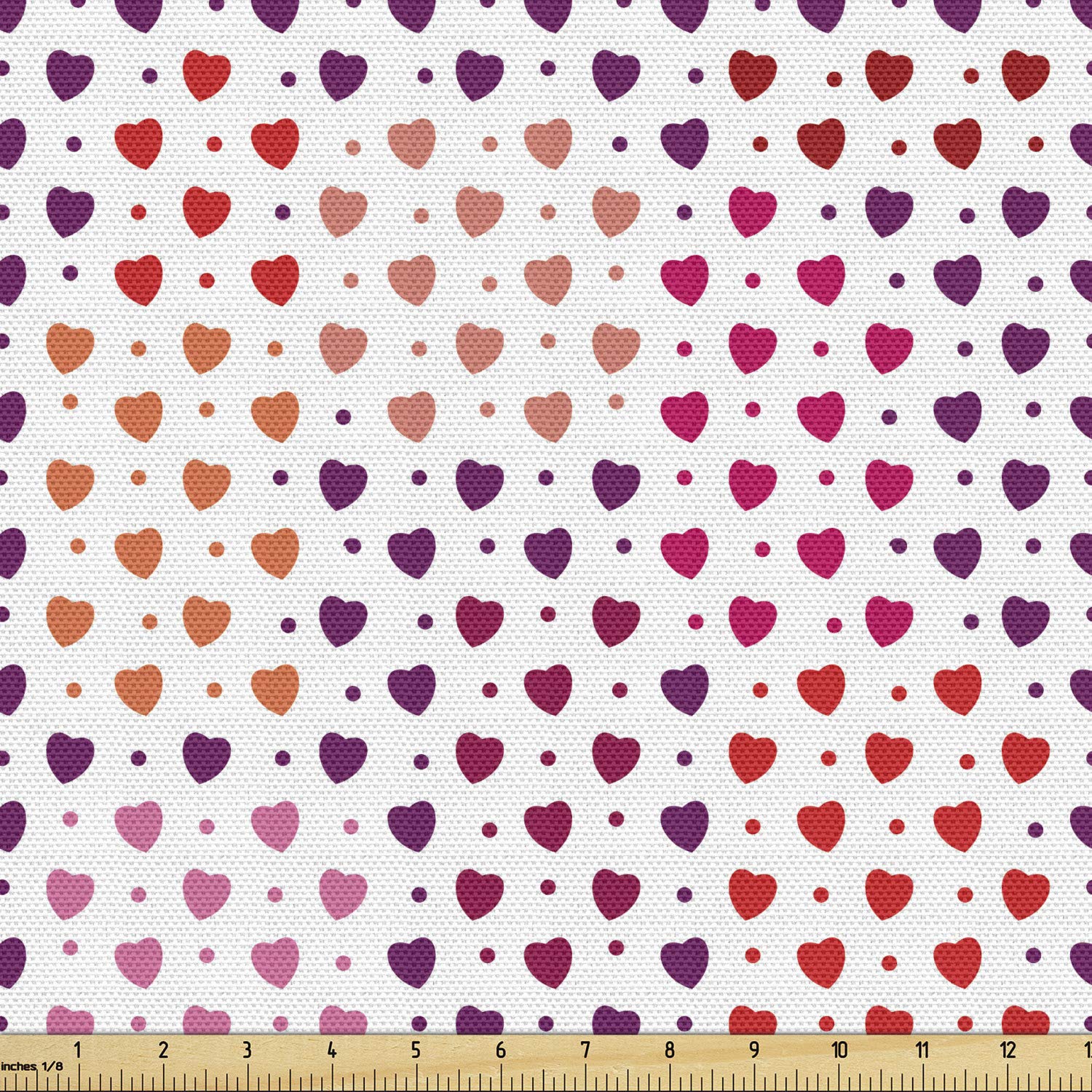 Ambesonne Heart Fabric by The Yard - Repetitive Hearts & Dots Romantic Love Print - 10 Yards Upholstery Fabric for Sofa, Curtains, Pillows - Burnt Sienna & Pink Home Decor Fabric - Perfect for Bedroom, Living Room & DIY Craft Projects