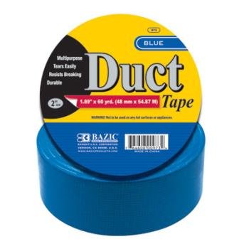 Bazic 1.89 Inch x 60 Yard Heavy Duty Blue Duct Tape - 12 Pack | Multipurpose Repair, Sealing & Crafting for Home, Office & DIY Projects