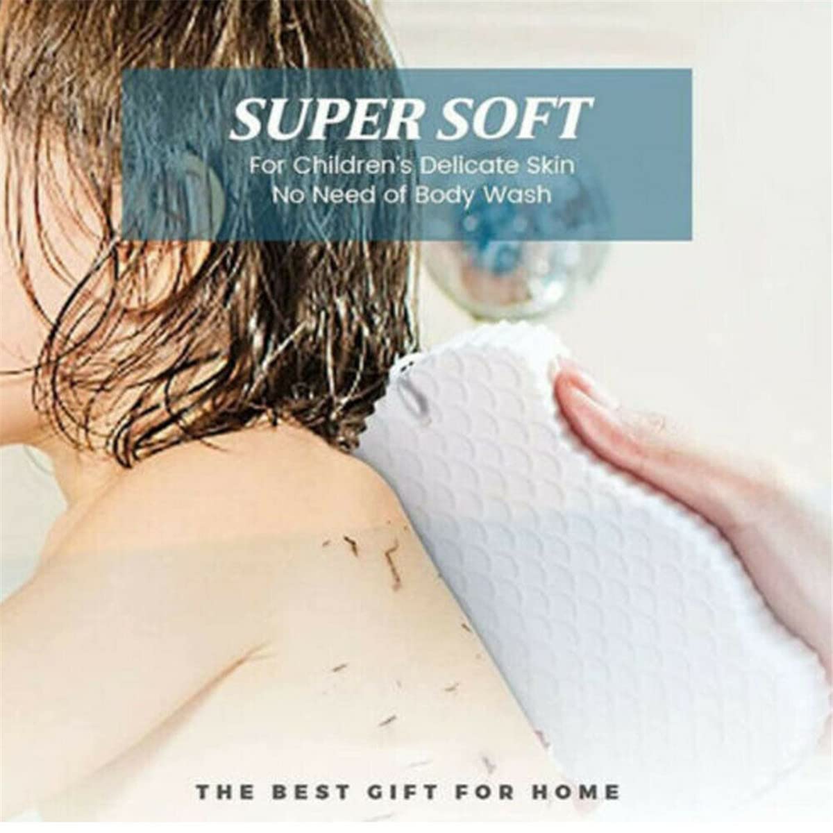 Exfoliating Bath Sponge for Women & Men - Super Soft 3D Shower Brush with Exfoliator to Remove Dead Skin - Spa Quality Body Scrub for Smooth Skin - Perfect for Shower, Bath & Home Spa (White)