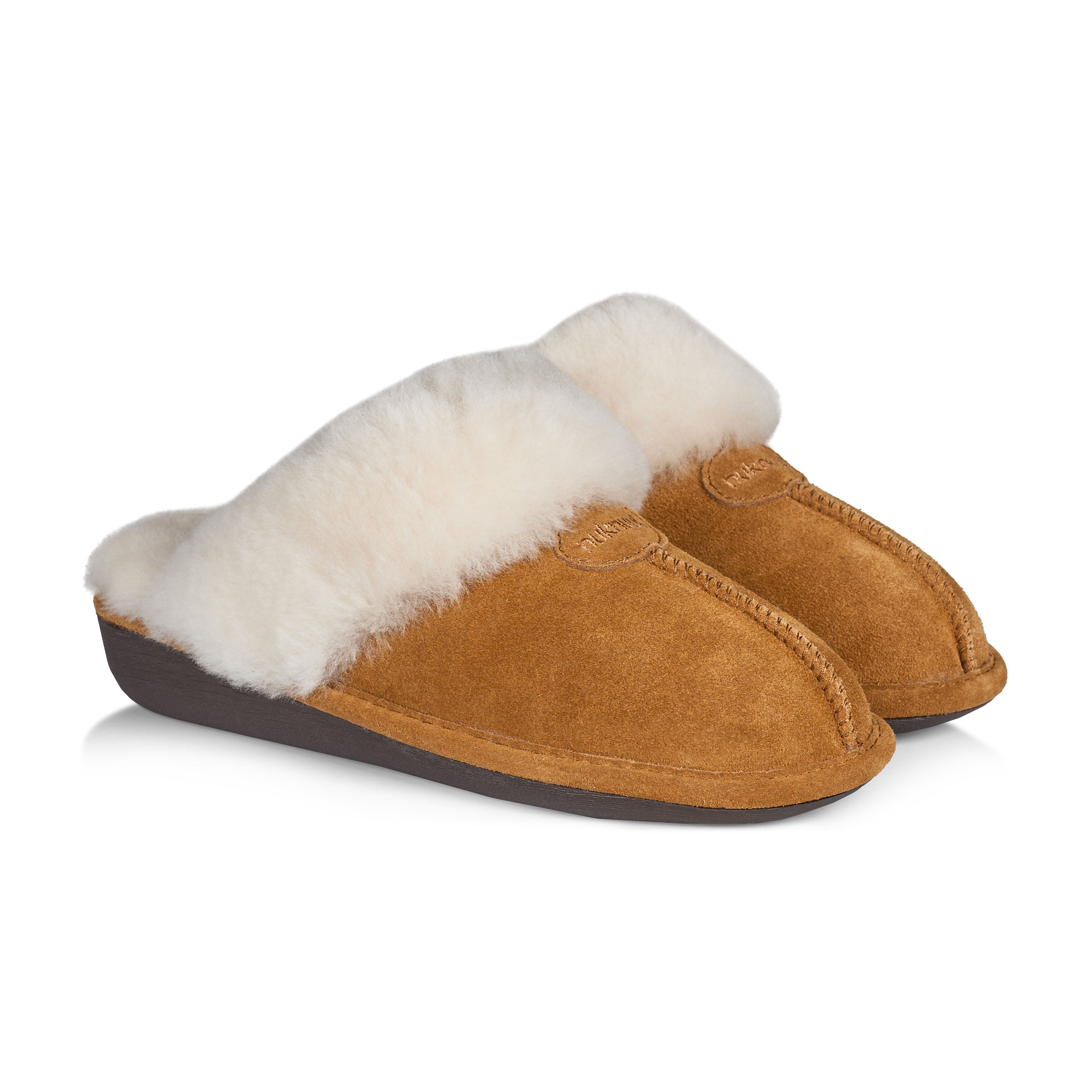 Becca Women's Fuzzy House Slippers - Cozy Indoor/Outdoor Slides with Memory Foam, Non-Slip Sole (Harvest Brown) - Perfect for Home, Lounge & Backyard Comfort