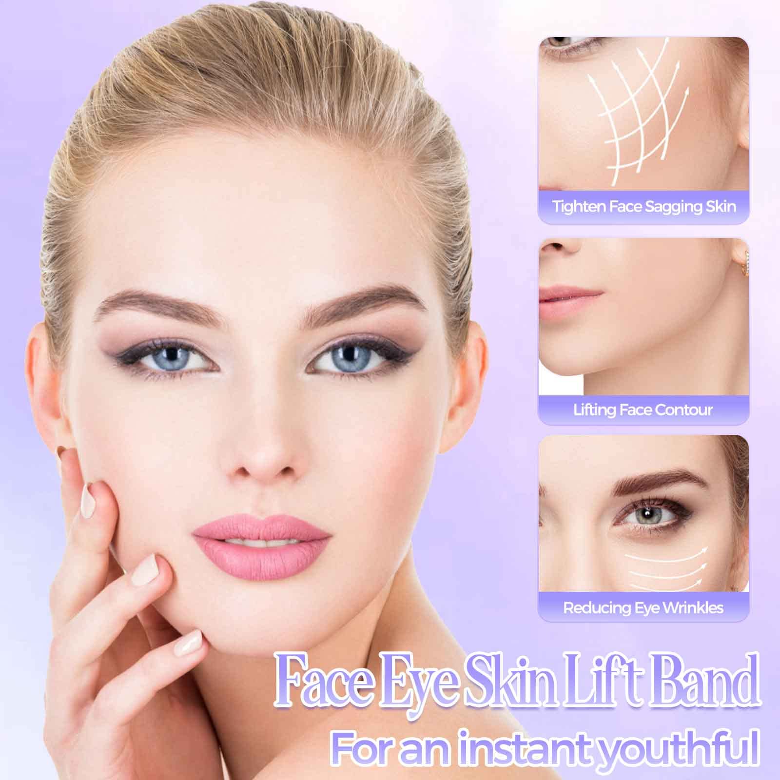 Invisible Face Lift Tape with Bands & Hair Clips - 2 PCS Facelift Bands for Instant Face Lifting & Tightening - Perfect for Special Occasions, Photos, and Everyday Beauty Enhancement (Brown)