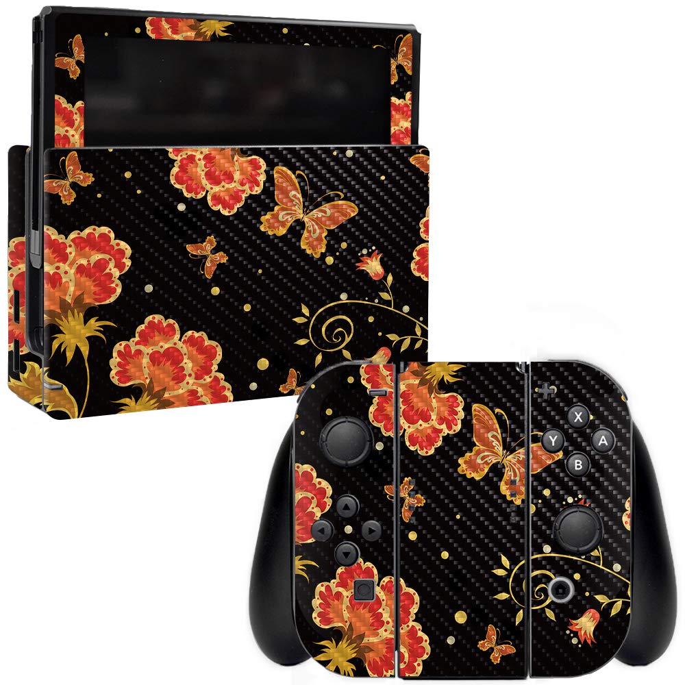 Premium Carbon Fiber Skin for Nintendo Switch - Flower Dream Design | Protective & Durable Textured Cover | Easy to Apply & Remove | Made in USA | Perfect for Gaming Protection & Style Enhancement