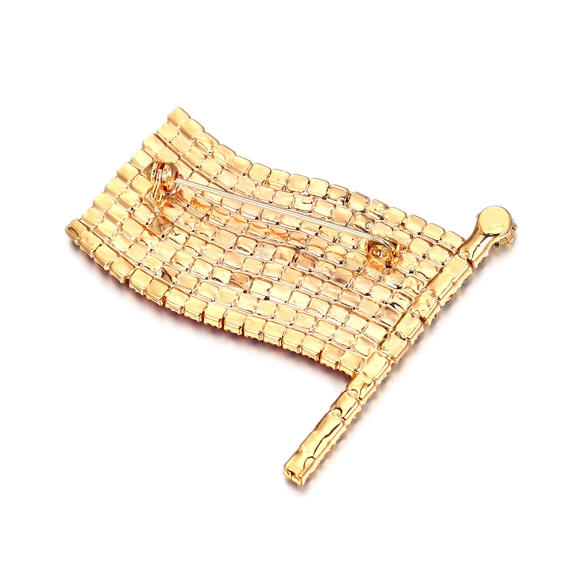 BriLove Austrian Crystal American Flag Brooch for Women - Patriotic Gift