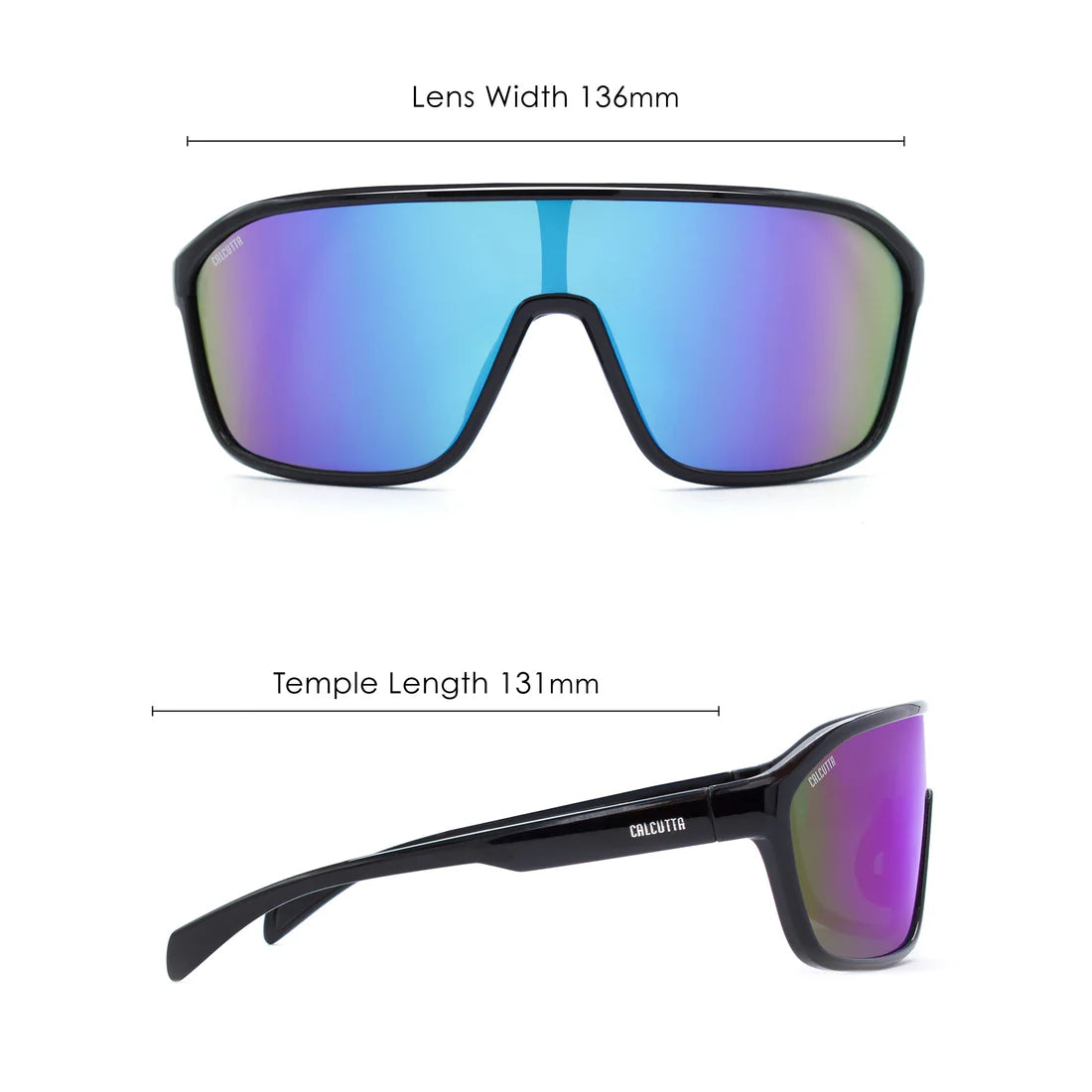 Black Polarized Sports Sunglasses with Blue Mirror Lens - UV Protection for Running, Cycling & Outdoor Activities