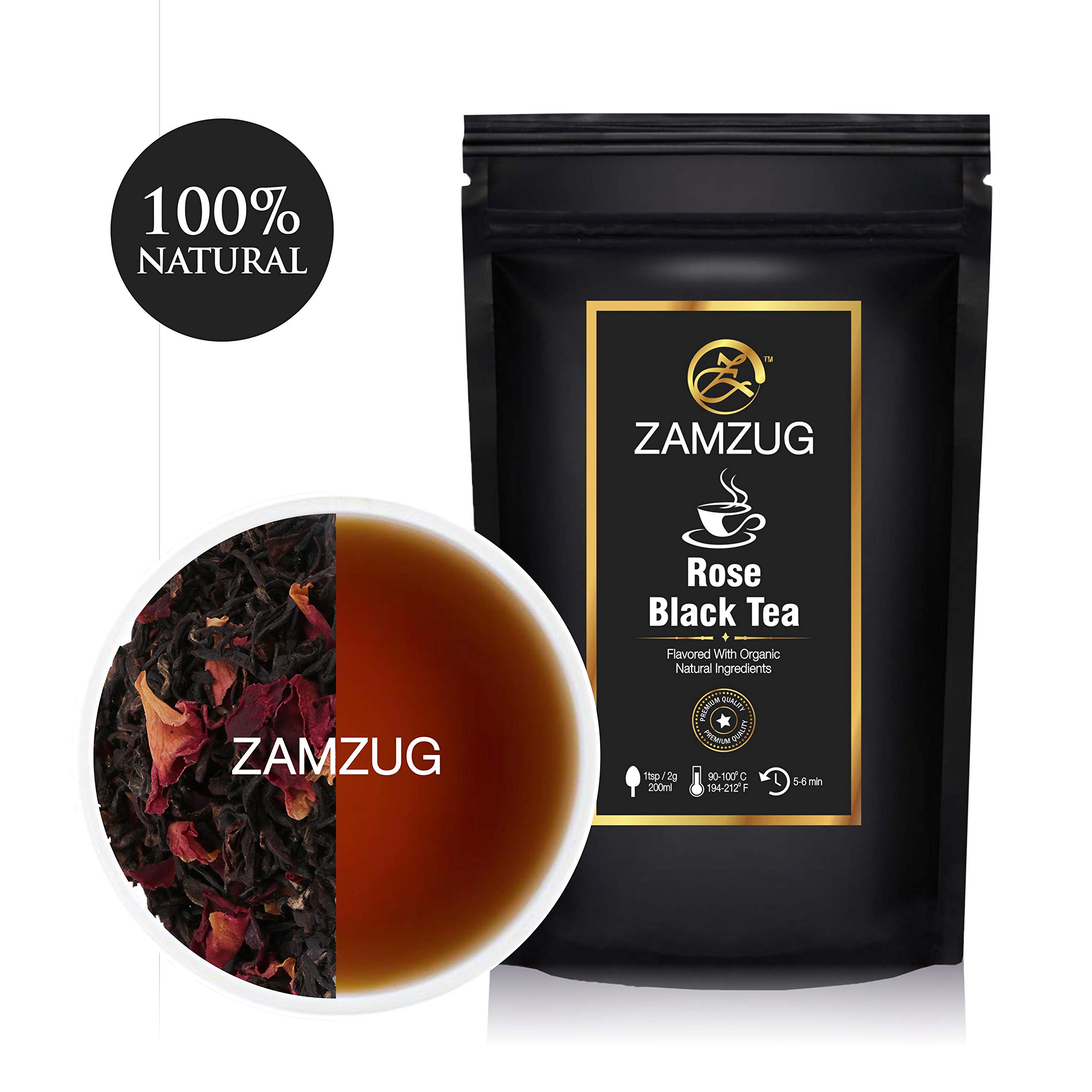 Premium ZamZug Aromatic Rose Black Tea - 100g (50 Cups) | Floral & Rich Flavor | Perfect for Afternoon Tea, Gifts & Relaxation