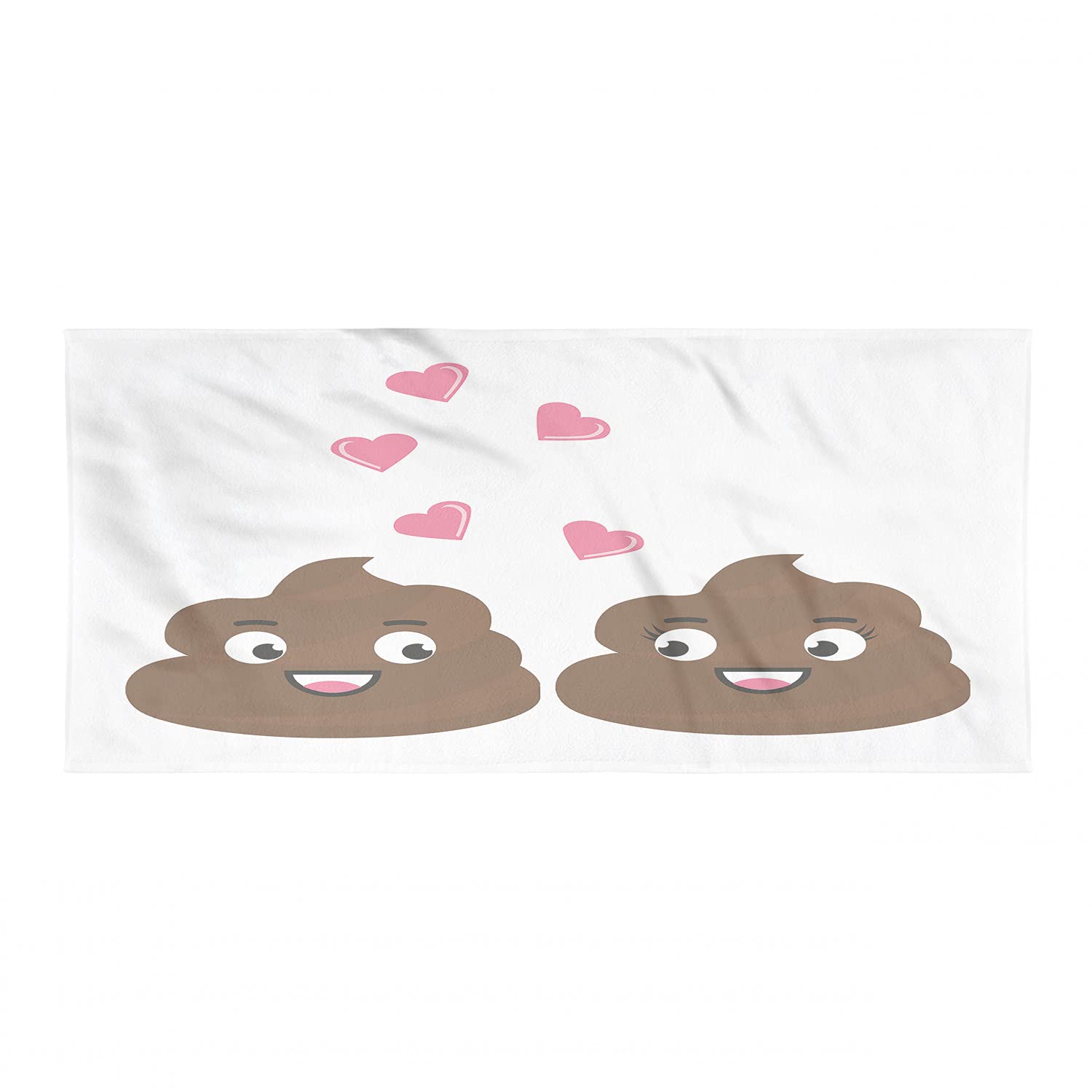 Ambesonne Funny Poop Emoticon Hiking Towel - Quick Dry Lightweight Microfiber Camping Towel with Romantic Heart Design in Chocolate Pastel Pink - Perfect for Backpacking, Sports & Outdoor Adventures
