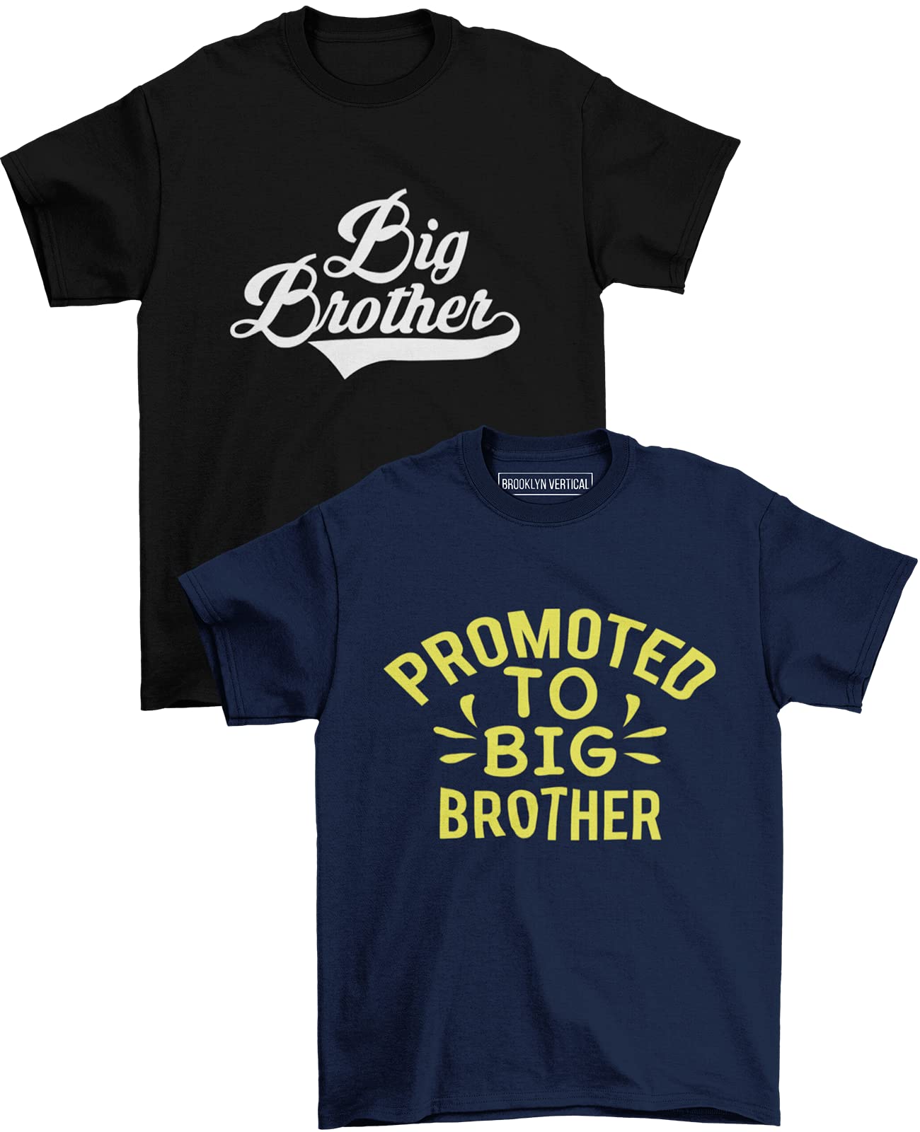 BROOKLYN VERTICAL 2-Pack Big Brother T-Shirts - Big Bro Announcement & Everyday Wear for Toddlers to Adults | Perfect for Sibling Reveals, Pregnancy Announcements & Family Events