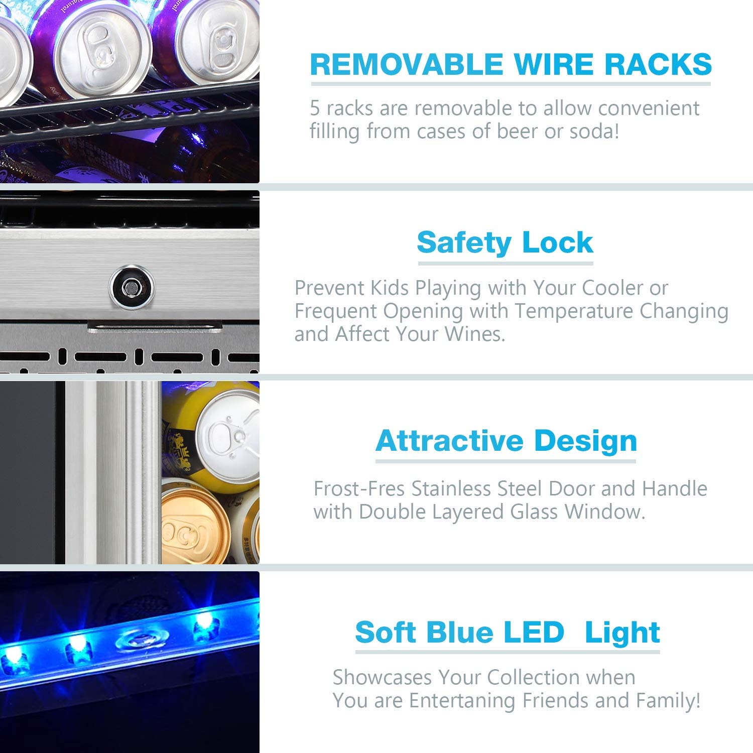 Antarctic Star W74C 15 Inch Mini Beverage Fridge - Digital Temperature Control with Memory Function - Perfect for Home Bars, Offices, and Dorm Rooms