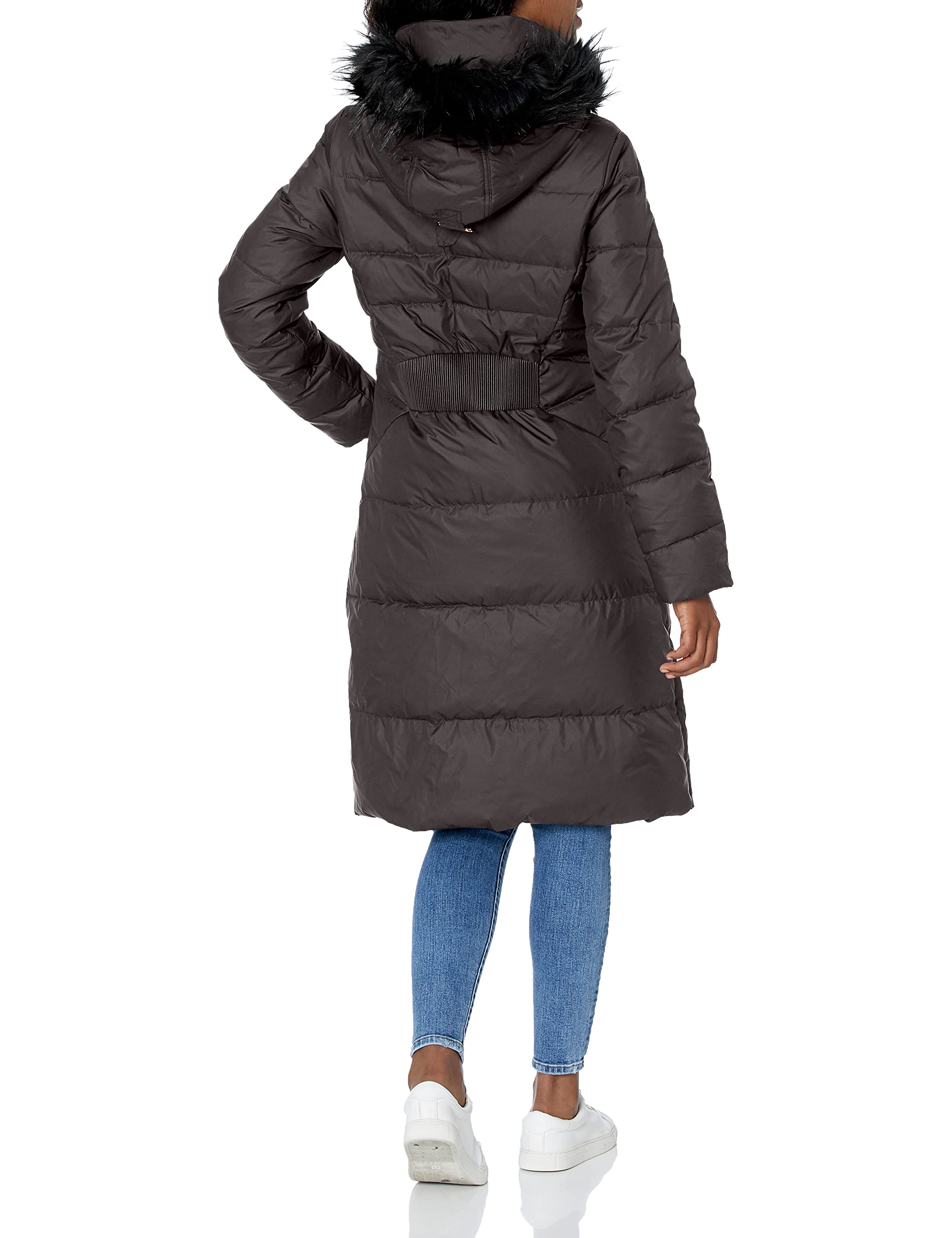 Cole Haan Women's Essential Down Coat with Faux Fur Trim Hood - Warm Winter Jacket for Cold Weather, Outdoor Activities & Daily Commute