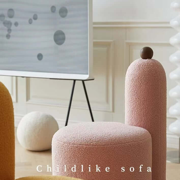 White Boucle Sherpa Tripod Accent Chair - Pink Boucle Sherpa Chair for Living Room, Bedroom & Office - Cozy Modern Seating for Home Decor