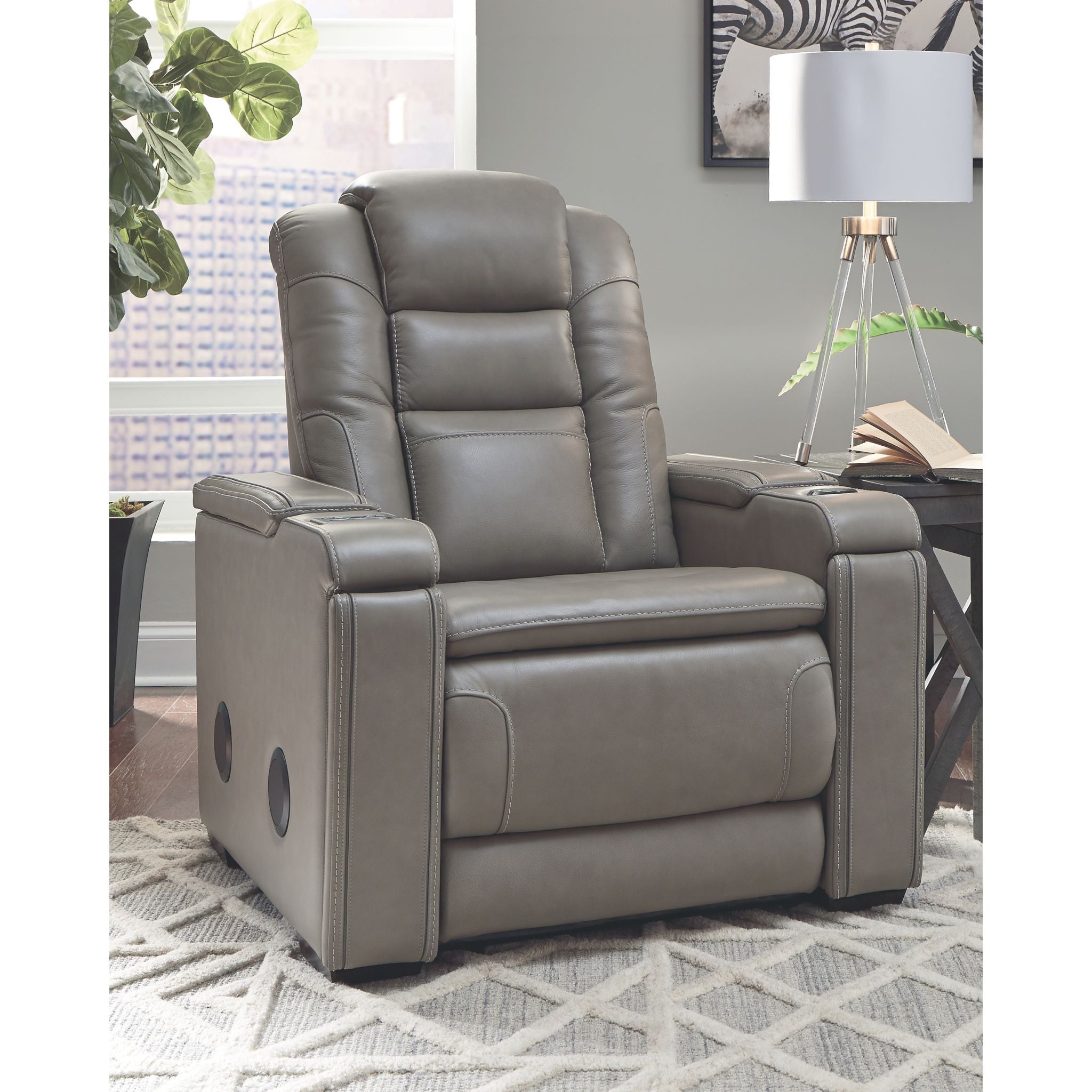 Boerna Power Recliner Chair - Gray Electric Lift Recliner with Massage & Heat for Living Room, Bedroom, and Home Theater Comfort