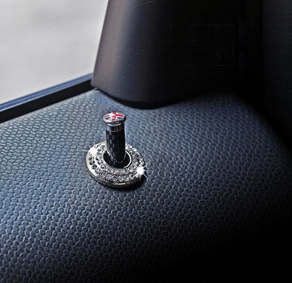 (2 Pack) Bling Crystal Alloy Door Lock Knob Ring Covers for MINI Cooper - Elegant Car Accessories for Luxury Vehicle Upgrade & Interior Decoration