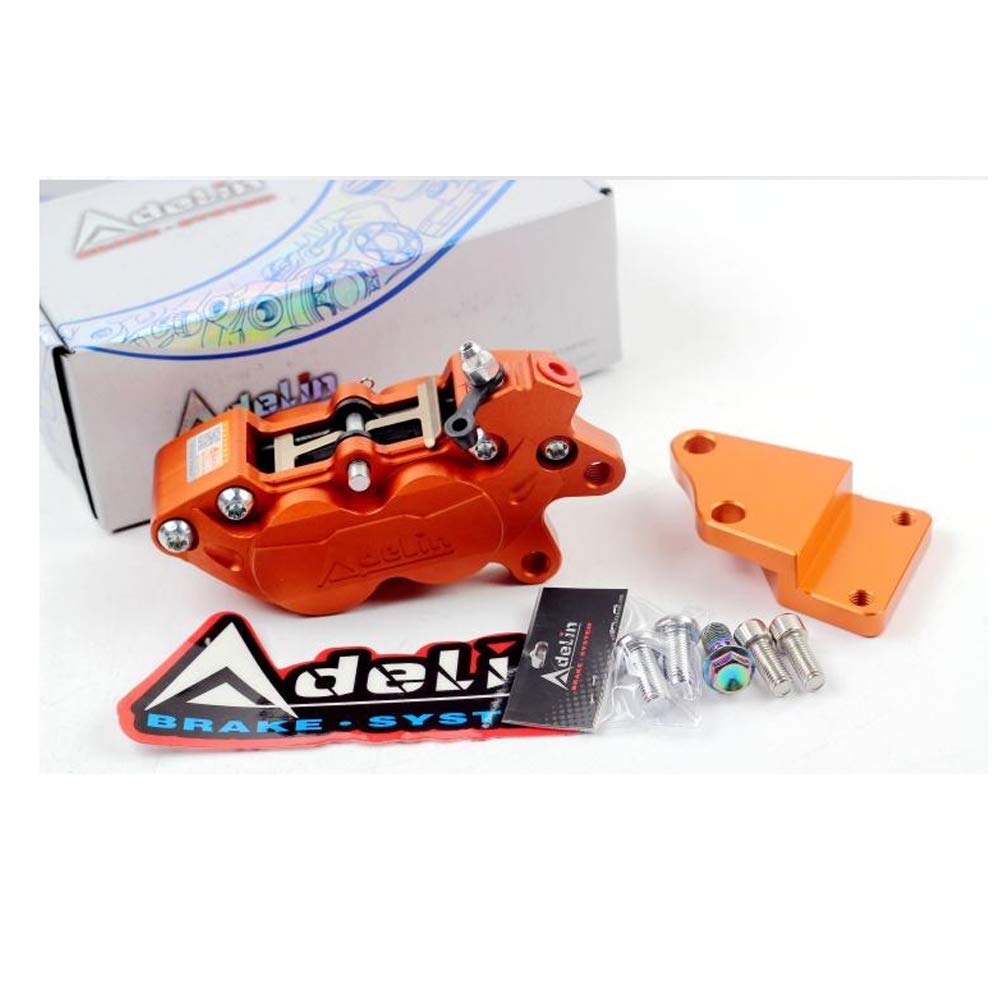 Universal CNC Motorcycle Brake Calipers - ADL-7 HF6/F101 Four Piston Rear Brake Kit for BWS RSZ (Red Left) - High Performance Braking for Street & Racing Motorcycles