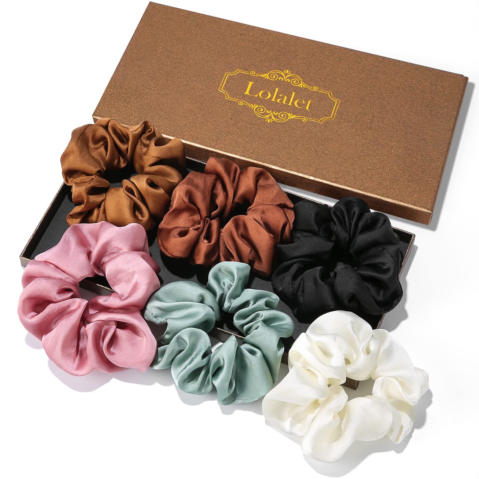 6 Pack Silk Hair Ties Scrunchies Set - Soft Gentle Hair Accessories for Women & Girls - Perfect for Everyday Use, Workouts, and Special Occasions