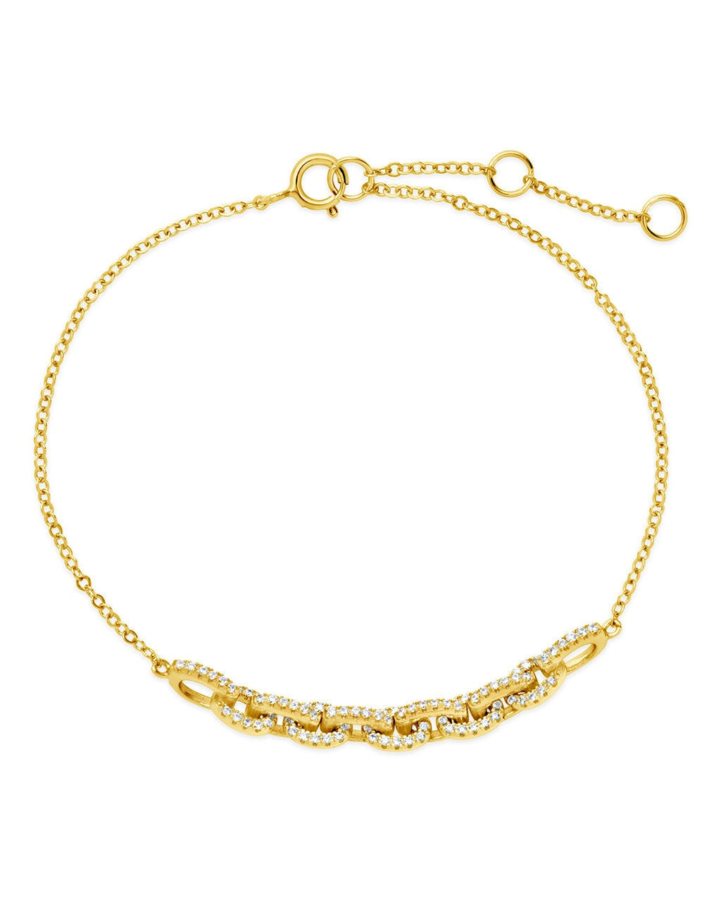Harley CZ Interlocking Chain Bracelet for Women - Stainless Steel Adjustable Link Bracelet Jewelry Gift for Her - Perfect for Casual Wear, Parties & Special Occasions